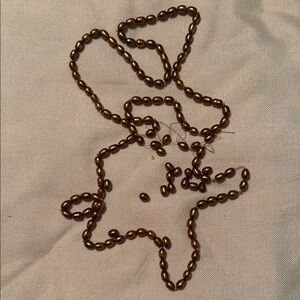 LONG, Brown, freshwater pearl Necklace needs restrung